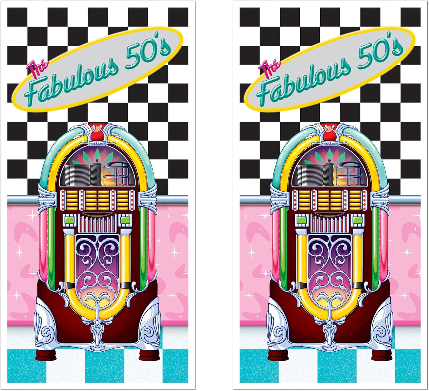 Beistle S57088AZ2 the Fabulous 50'S Door Covers 2 Piece, Multicolored image number 4