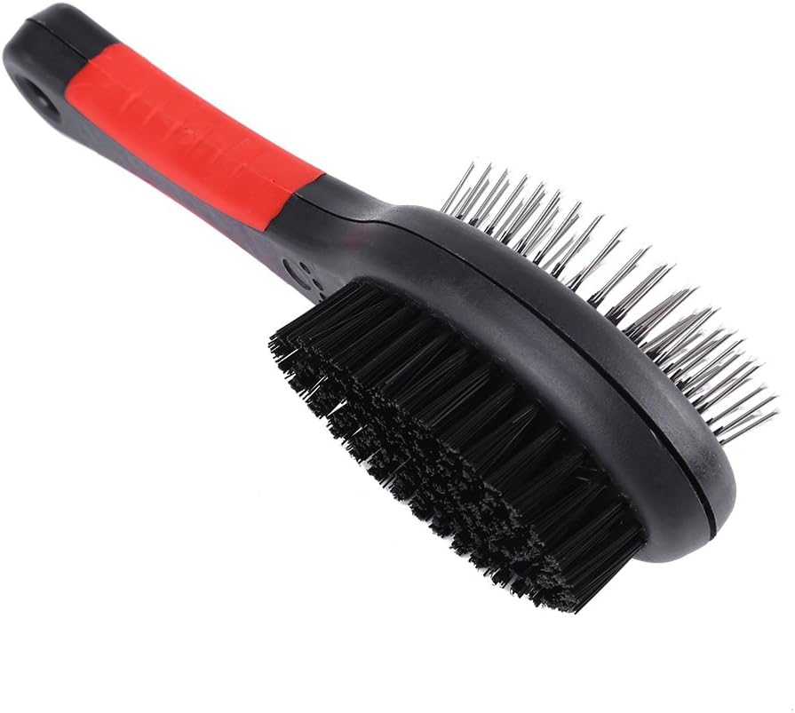 Dog Brush Cat Pet Grooming Comb 2 in 1 Double Sided Pin Cleans for Pets Shedding and Dirt Suitable for Long Medium Thick Short Hair Pet(M) image number 4