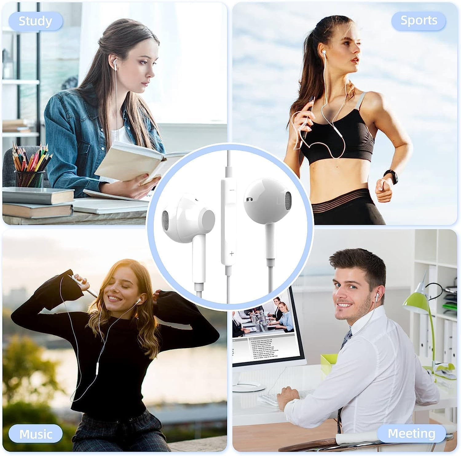 USB C Headphones,Type C Earphones Wired Hi-Fi Stereo Noise Earbuds in Ear USB C, Reduction with Mic&Volume Control for Iphone 15/15 Pro, Ipad Pro 2022, Galaxy S23/S22/S21/S20/Ultra Note 10/20, Mate 40 image number 2