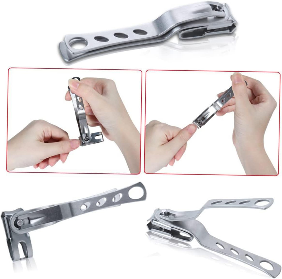 BELLIFFY 360 Degree Rotating Nail Clipper Set Stainless Steel Nail Cutter 2Pcs (Large Small) Ergonomic Design Portable for Men Women Home Travel image number 1
