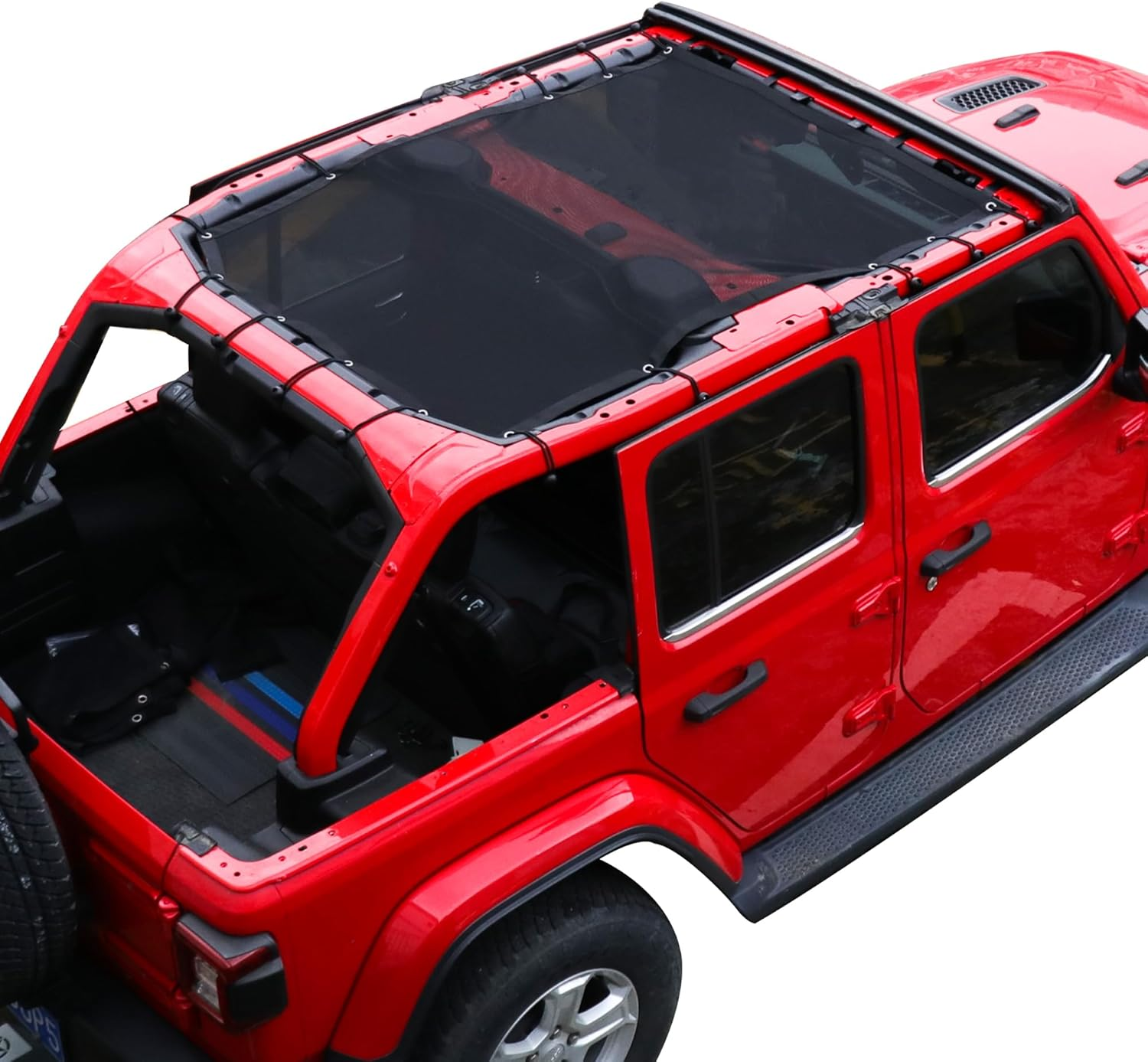 Sunshade for 2018-2023 Jeep Wrangler JL JLU 2 Door 4 Door Front Mesh Sun Shade JL Sunshade Bikini Soft Top Roof Cover Net Accessories, Blocks UV, Wind, Noise, Black