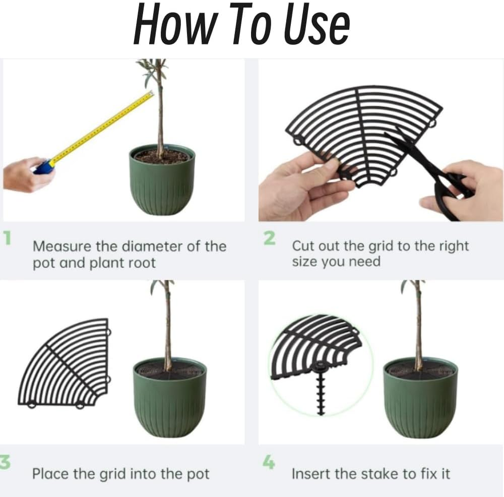 3Pcs PVC Grid Plant Pot Covers with Stake Breathable Leak Proof Plant Pot Protector for Indoor/Outdoor Potted Plants Soil Protector Grid Cover image number 1