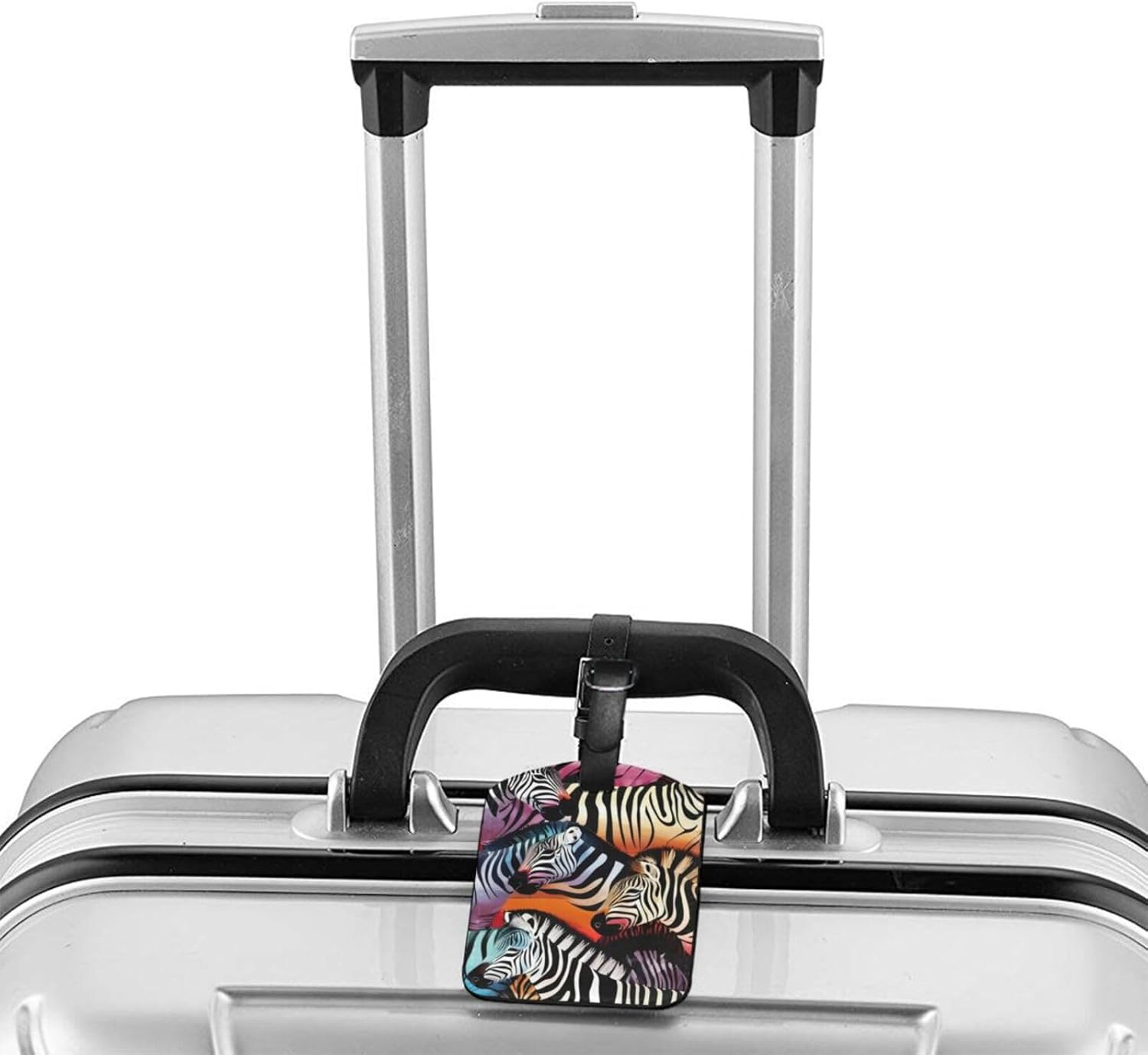 Coloured Zebra Print Elegant Tag Stylish Tag Luggage Tag 4.3 X 2.76 Inch for Suitcases Travel Bags image number 5