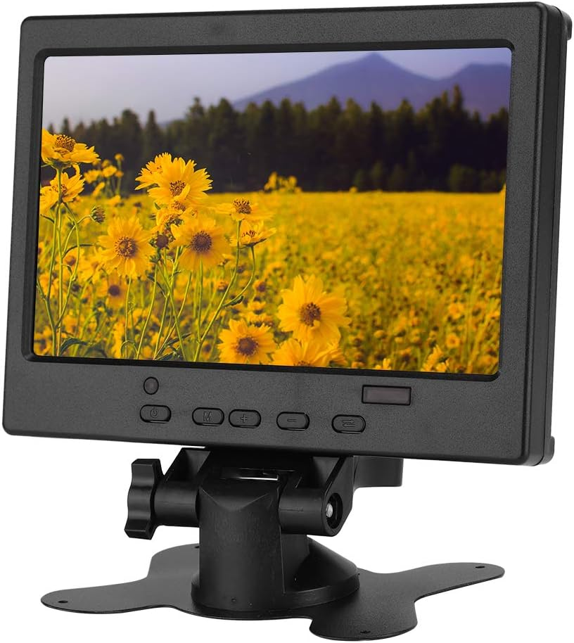 7 Inch Computer Monitor with 1024X600 Display, Mini HD MI Monitor Support HD MI VGA AV Inputs, Portable Car Display CCTV Monitor Screen with Speaker for Gaming Office (AU Plug) image number 6