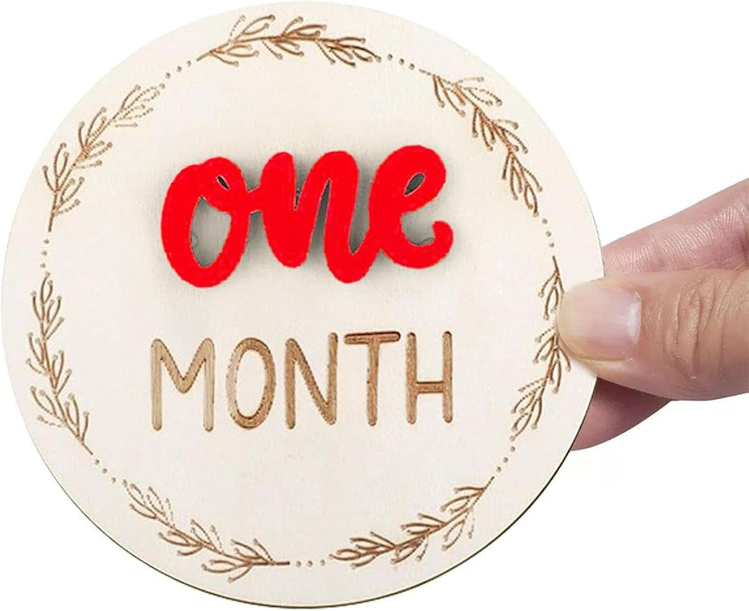 Baby Growth Cards - Wooden Picture Circles for Baby | Decorative Wooden Birth Growth Cards, Reusable Home Decor for Photography - Green image number 3