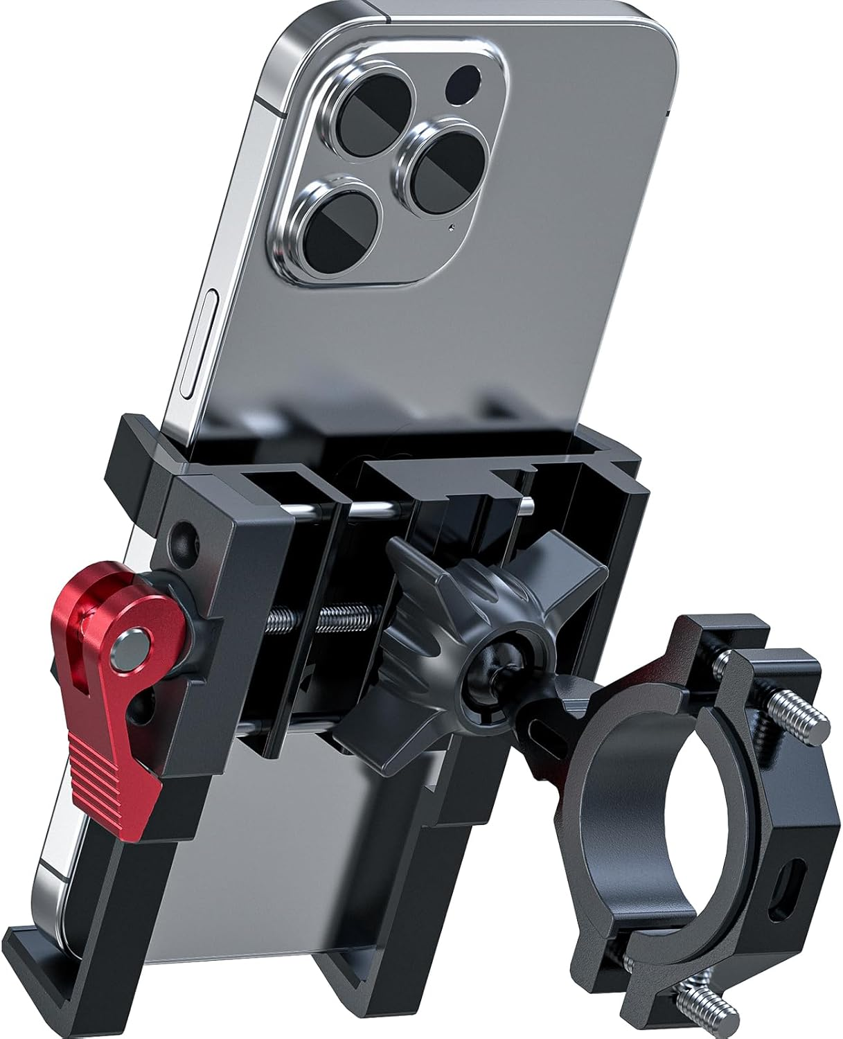 Tiakia Bike Phone Holder, Motorcycle Phone Mount, Bicycle 360&deg; Rotation Aluminum Golf Buggy Handlebar Clamp Holder for Bike, Camera Friendly One Hand Operation Cell Phone Holder for 4.5-7 Inch Phone