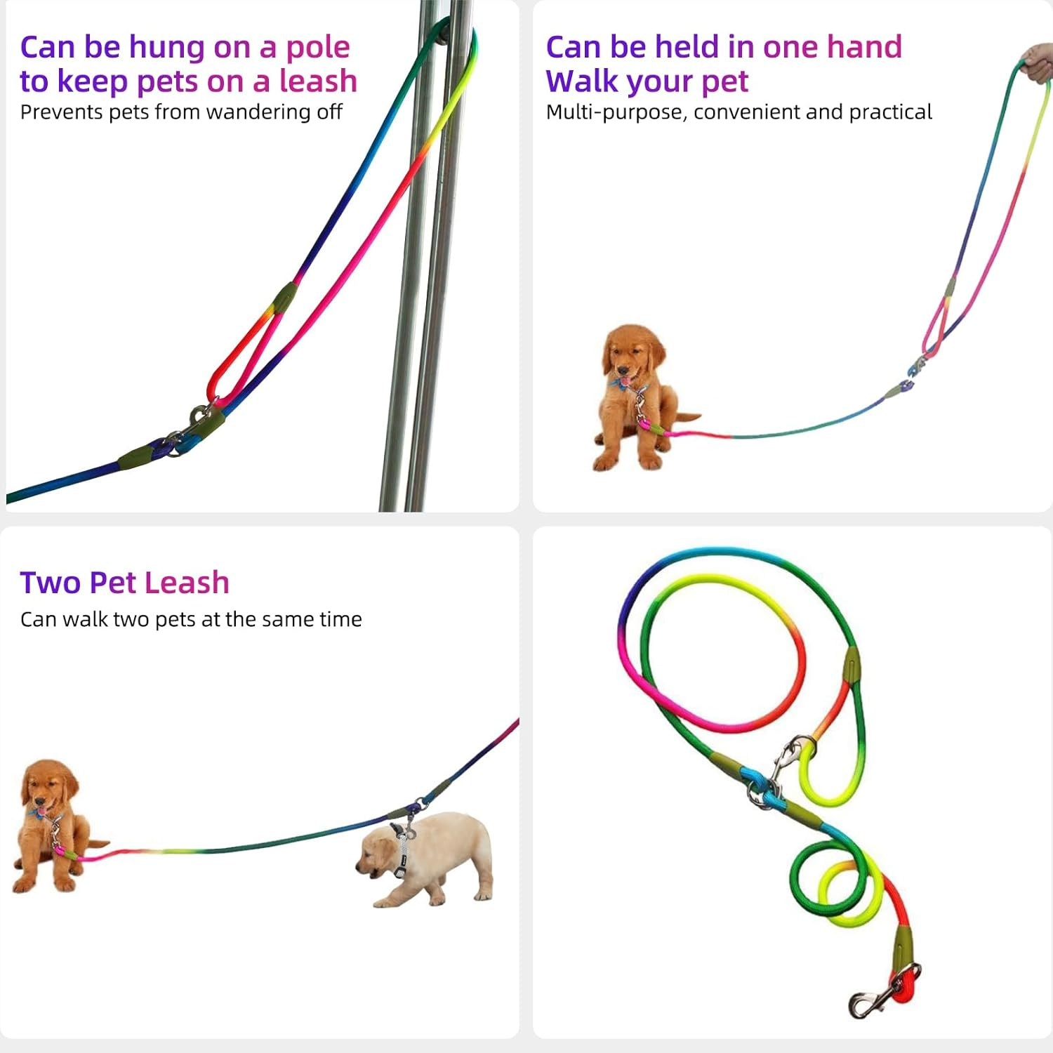 Hands Free Dog Leash& 7.5Ft Cross Body Rope with Slip Lead Durable for 2 Dogs, Multifunctional Dog Training Leash for Most Dogs Walking, Jogging and Hiking image number 1