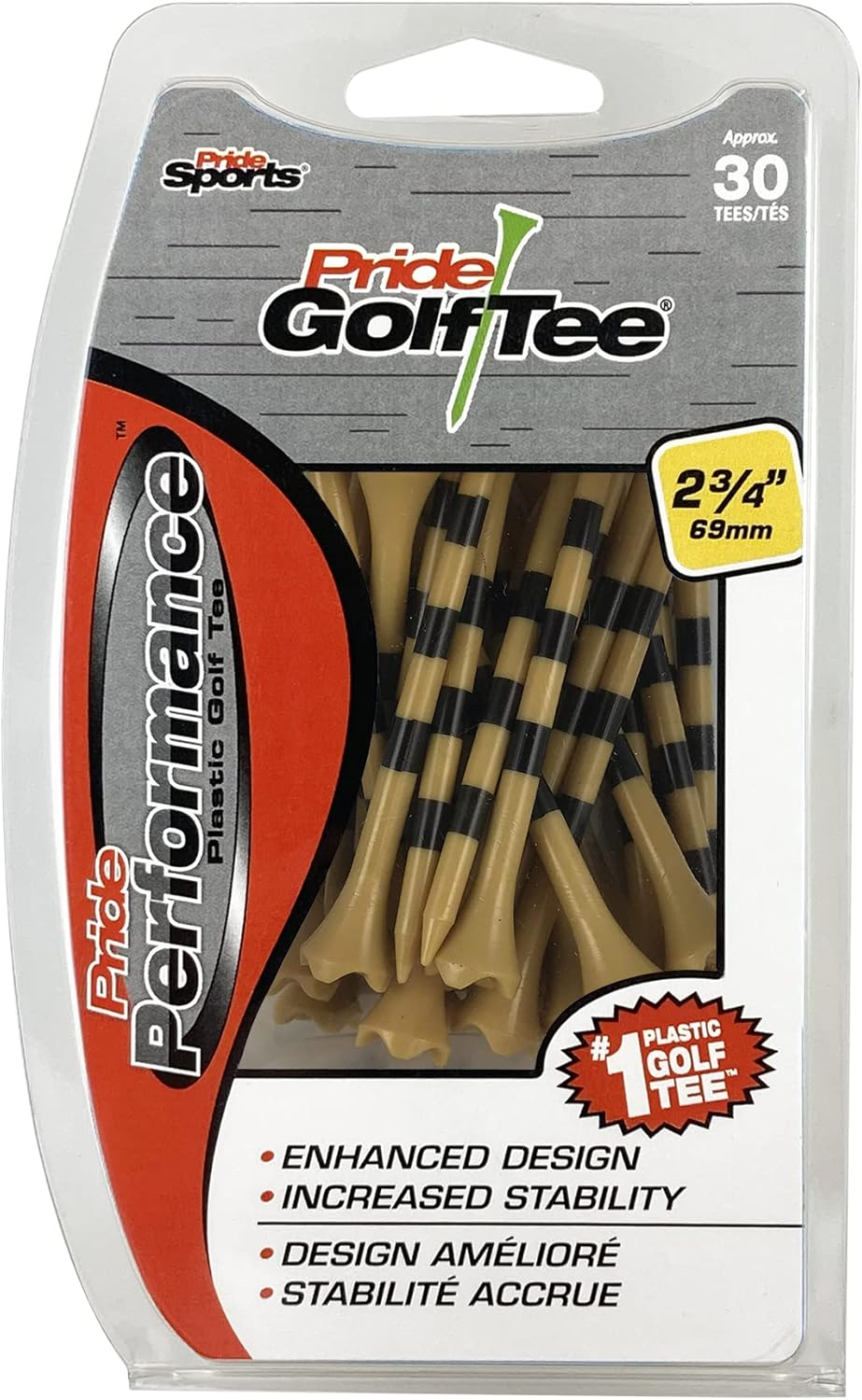 Pride Performance Striped Golf Tees (Pack of 30), 2-3/4",