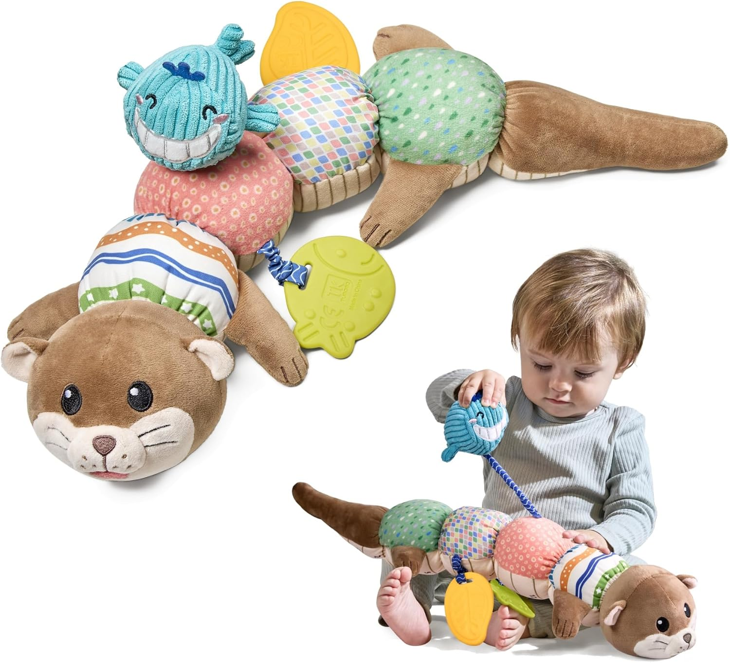 TUMAMA Baby Toys 0-6 Months - Tummy Time Musical Plush Otter Toy with Crinkle Paper Rattle Soft Activity Sensory Toy for 3 4 5 6 12 Months Old Boys and Girls image number 4