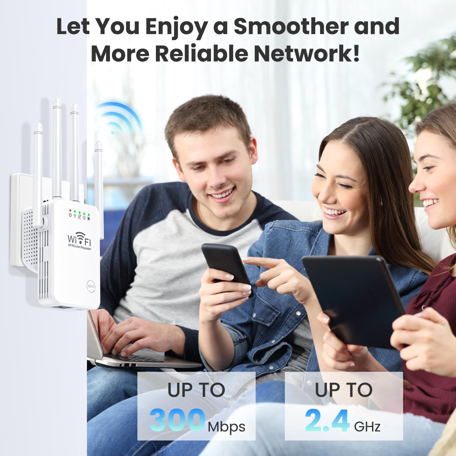 Wifi Extender Signal Booster, Network Repeaters Provides a Strong Network Signal with 3 Access Methods, Wifi Range Extender Repeater, Easy to Operate and Set Up, Alexa Compatible(Au Plug) image number 6