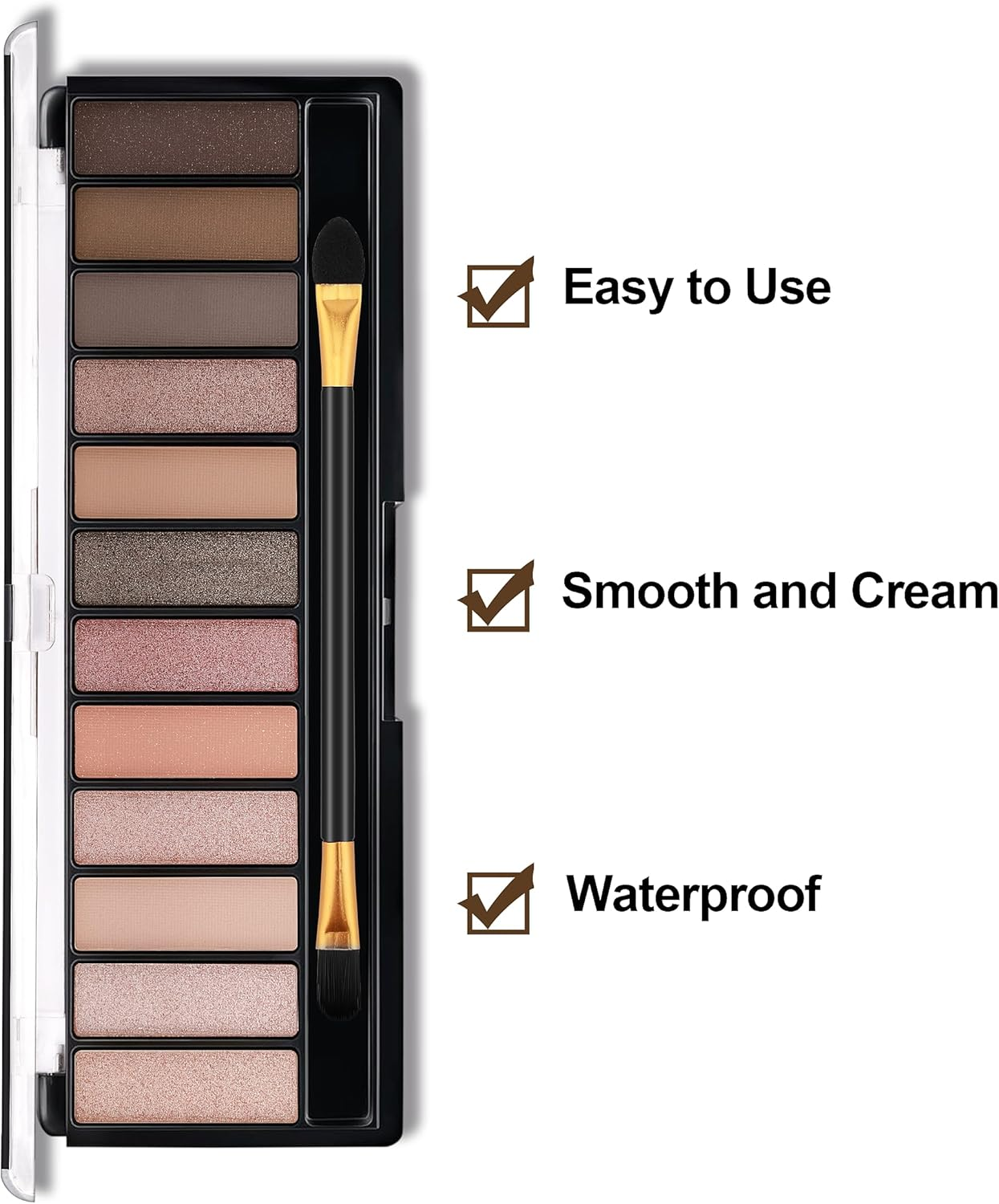 AU12 Colors Matte Shimmer Eyeshadow Palette, Highly Pigmented Eye Shadow Colorful Pearly Glitter Portable Eye Pallet, Waterproof Long Lasting Makeup Palette Cosmetic Neutral image number 5