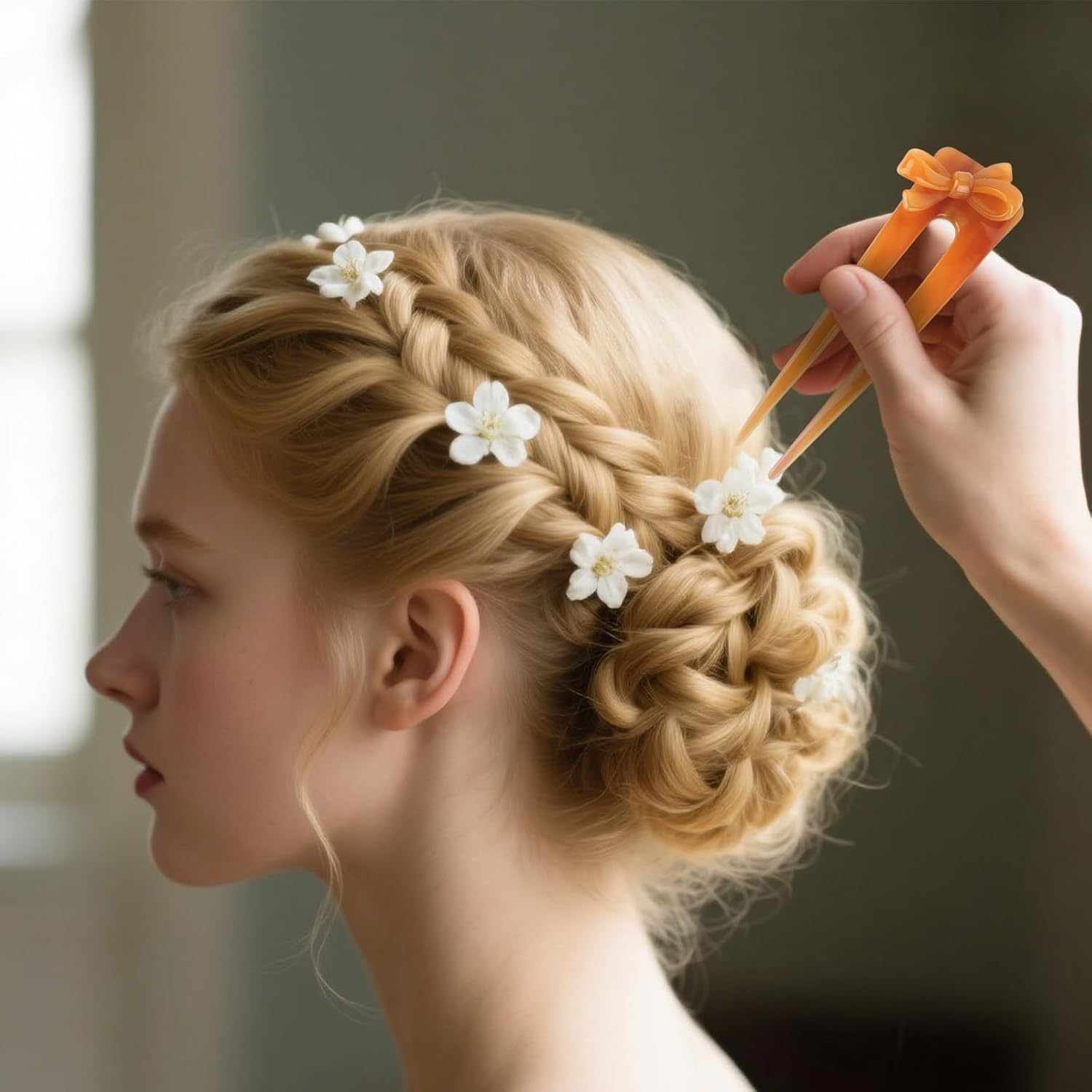 Srotmirw Bow Hair Pins, Pack of 3 U-Shaped French Pin in Hair Accessories for Women and Girls in Daily Clothing image number 1