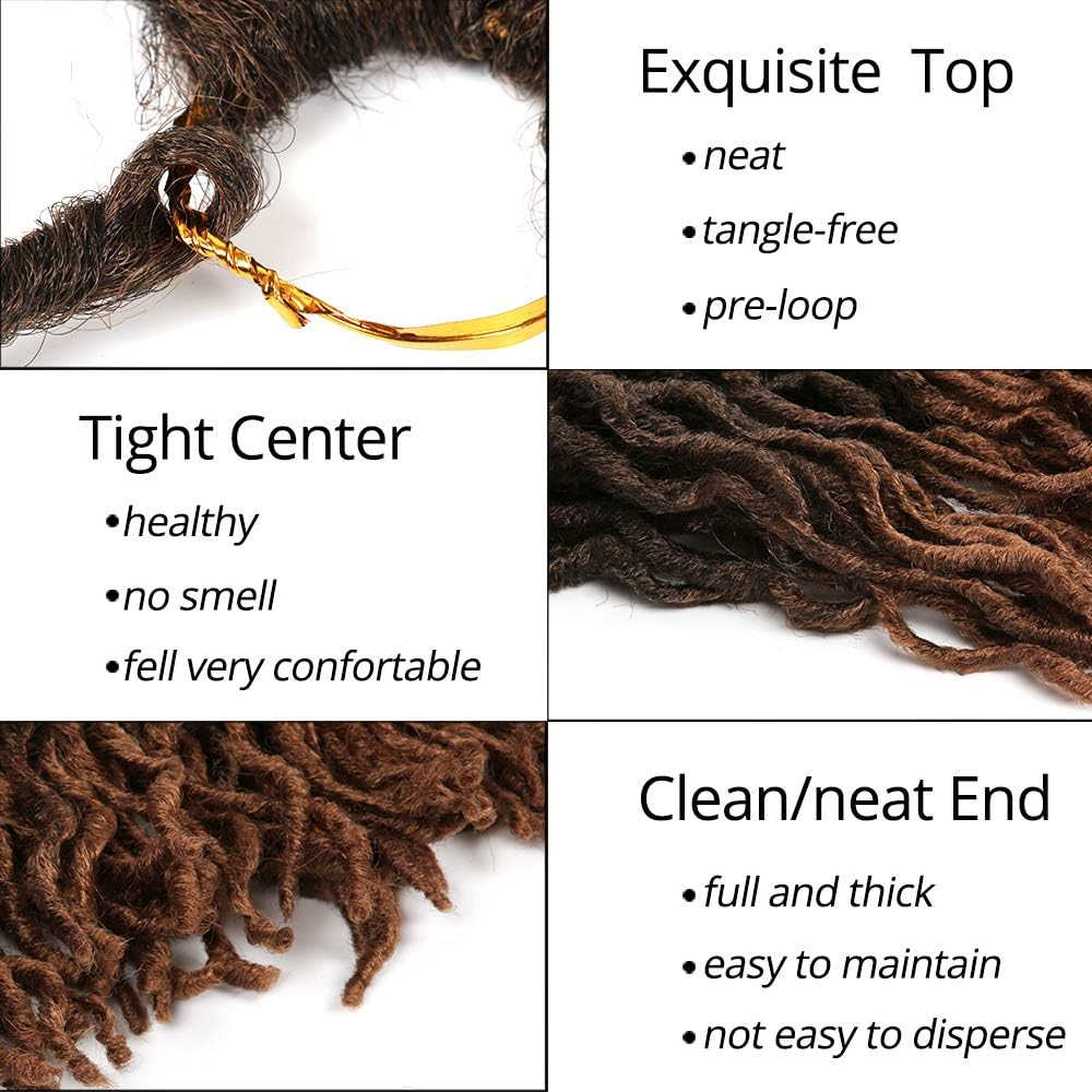 6 Packs Faux Locs Crochet Hair 12 Inch, Nu Locs Crochet Hair, Wavy Crochet Locs Short Locs Crochet Braids Crochet Dreadlocks (20 Roots/Pack) #T1B/30 image number 3