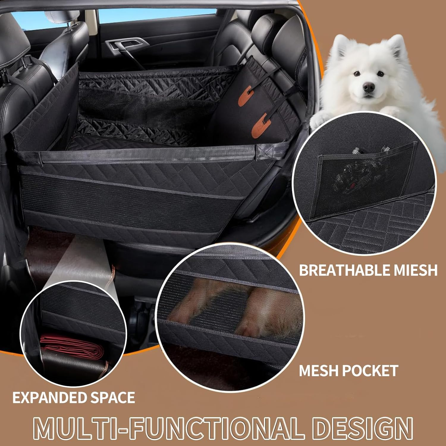 Large Dog Car Seat for Medium Dogs, Extender for Large Cover Back Hammock for Car Back Seat Dog Bed Mattress, Pet Car Seat for Car SUV Truck image number 1