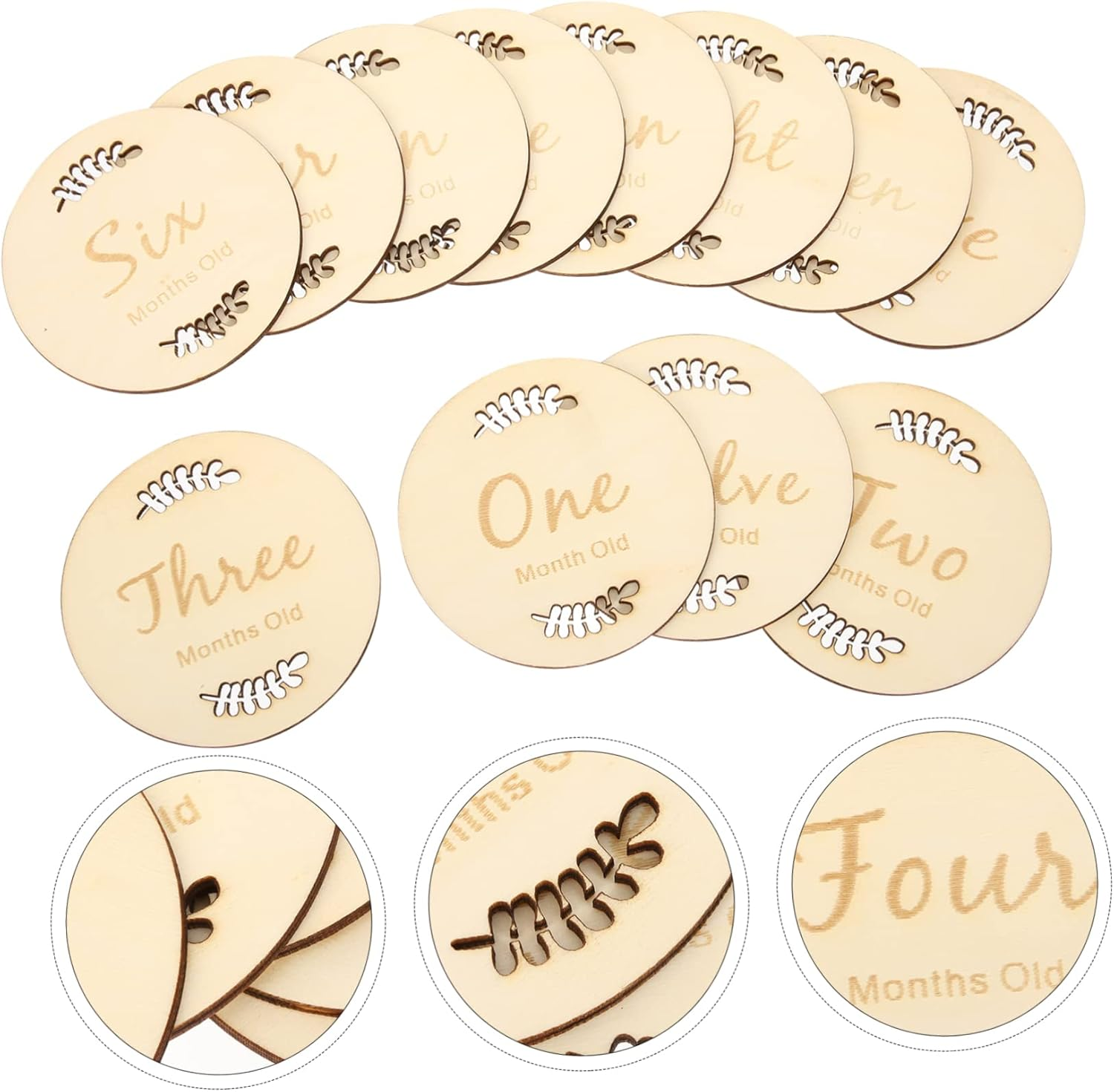 Baby Milestone Cards Set Wooden Monthly Newborn Photo Prop Birth Announcement Sign 1 Set image number 4