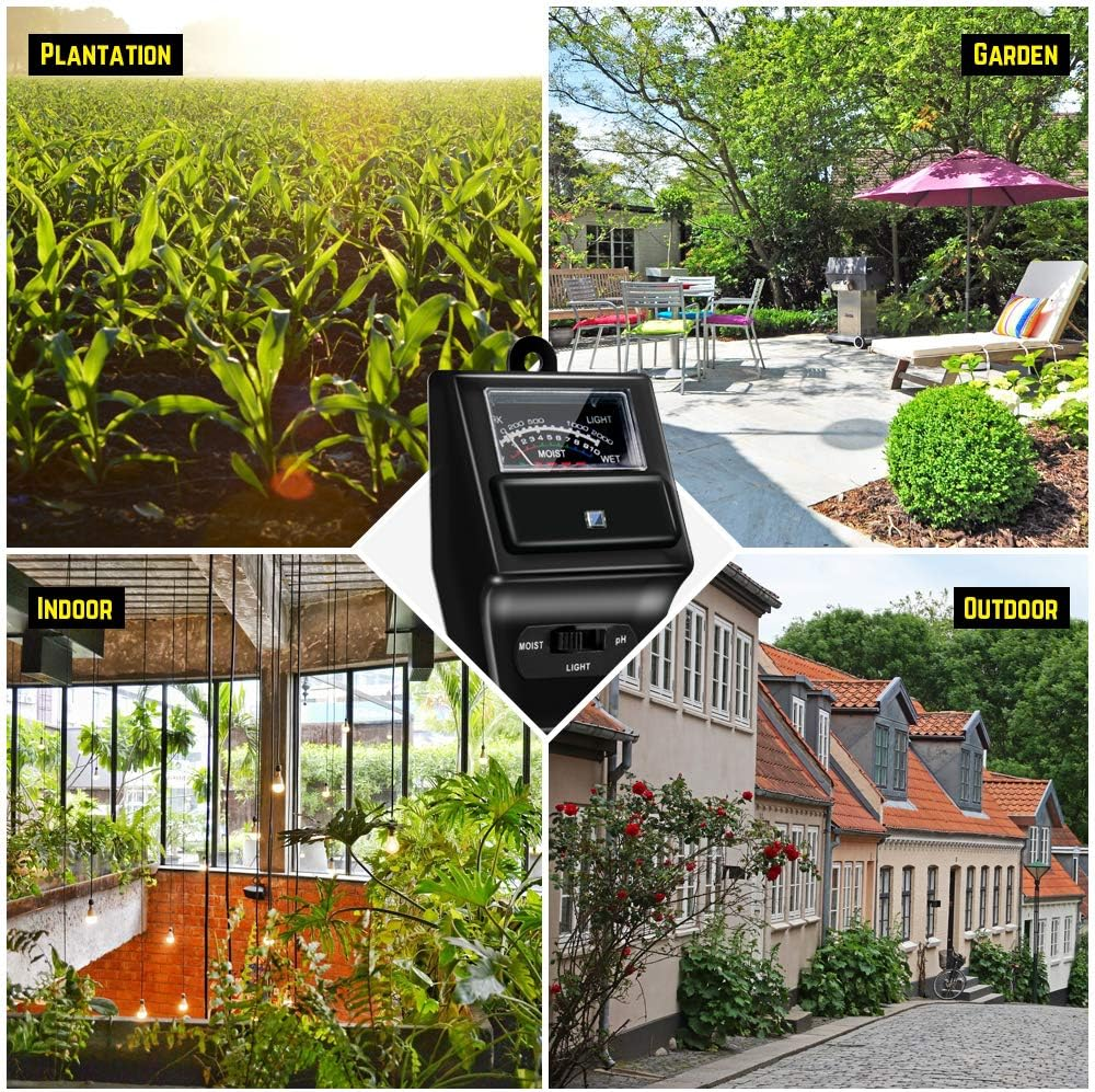 SONKIR Soil Ph Meter, MS09 3-In-1 Soil Moisture/Light/Ph Tester Gardening Tool Kits for Plant Care, Great for Garden, Lawn, Farm, Indoor & Outdoor Use (Black) image number 3