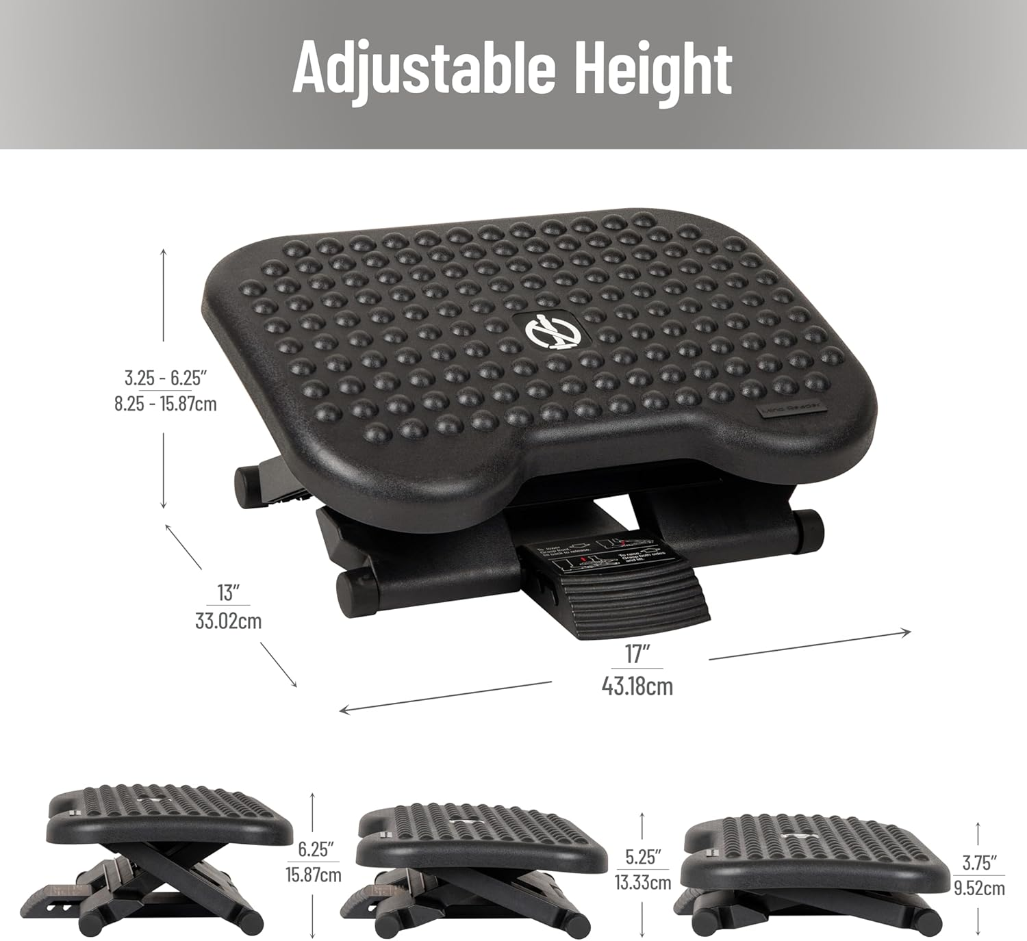 Mind Reader ' Comfy ' Adjustable Height Ergonomic Foot Rest, Blk image number 6