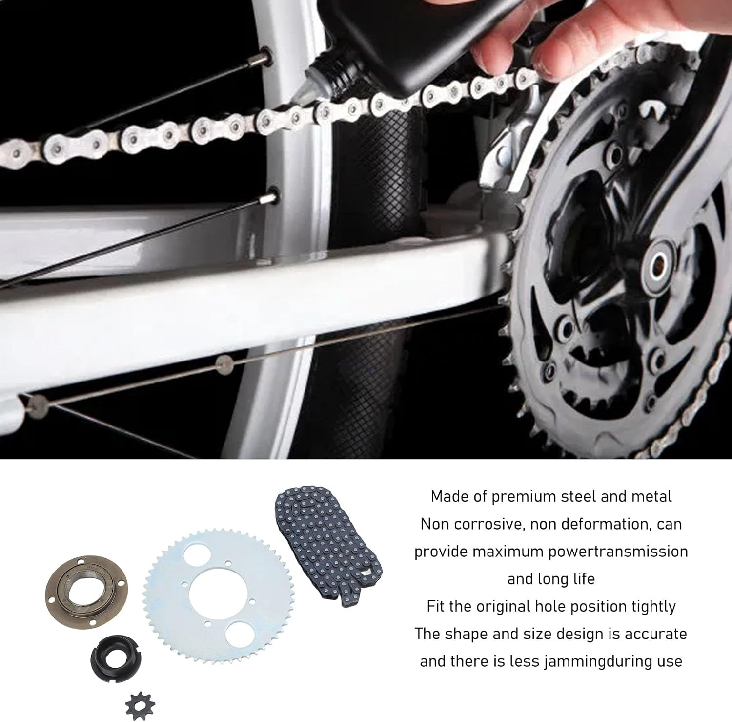 T8F 54T Tooth Rear Dirve Sprocket Kit with 116 Link Drive Chain, 9T Sprocket, 54T Chainring, Connector and Toothless Freewheel for ATV Quad Pit Dirt Bike Kids Mini Moto Pocket Bike image number 5