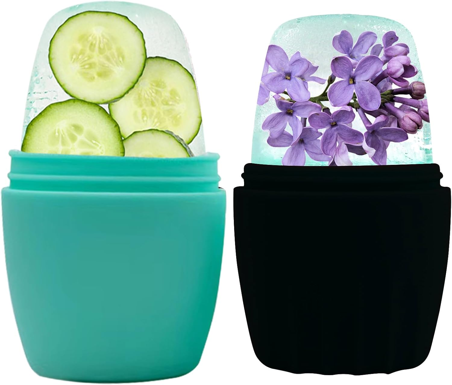 Facial Roller, Qewro Silicone Ice Facial Rollers for Tone Skin, Reusable Eye Puffiness Relief, Ice Roller Mold for Neck, Facial Roller to Remove Fine Lines Pores anti Wrinkles (Black)