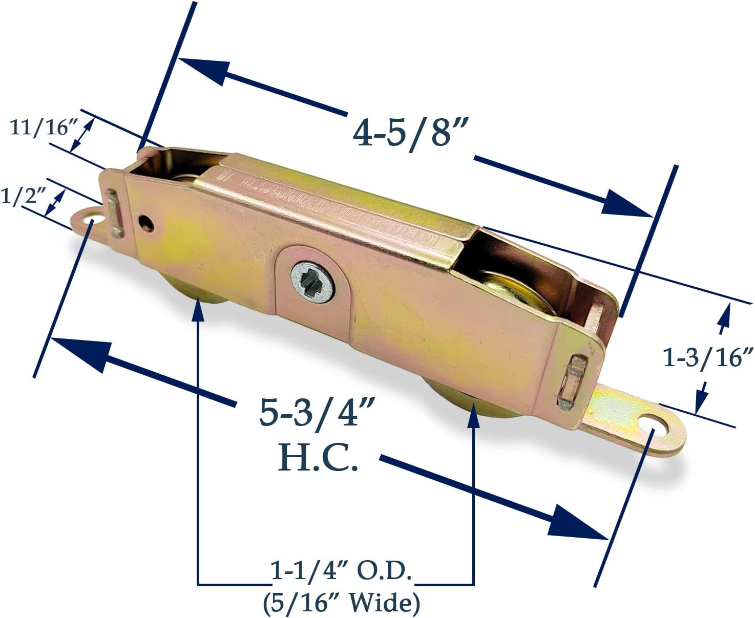 Sliding Patio Door Roller Assembly for Truth Part #31761A, Jeld Wen, Milgard, Marvin, Peachtree, Caradco, 1-1/4" Steel Ball Bearing, Side Adjustable, 2 Pack image number 2