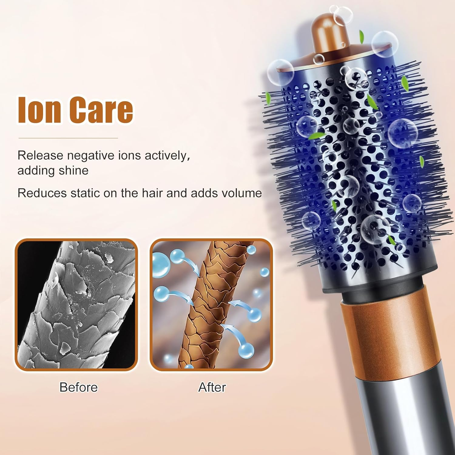 Chuancheng Upgraded Large round Volume Brush for Dyson Airwrap Attachments, Volume Attachment Brush for Flat Hair, Gold - Diffuser Nozzle image number 2