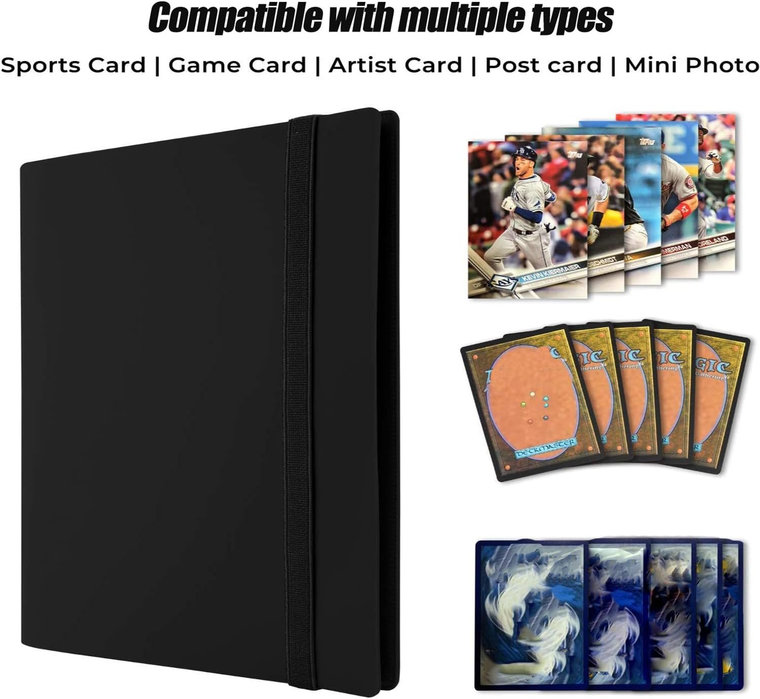 Trading Card Binder Holder, Basketball Card Album Compatible with Yugioh MTG Cards, 9 Pocke Card Album, TCG Book Best Display Protection Trading Cards - Put up to 540 Cards(Black)