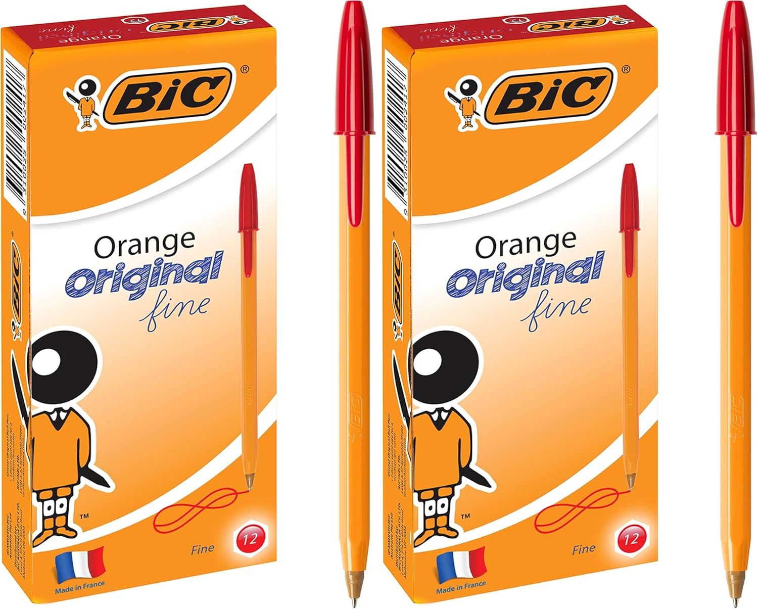 BIC 952000 Orange Fine Ball Point Pen (0.8 Mm) - Black Ink - Box of 12 Pens image number 3