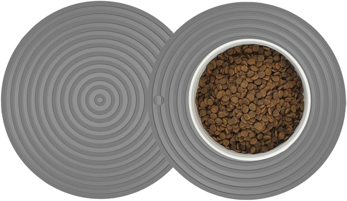 2 Pack Silicone Pet Feeding Mat for Dog and Cat, Non-Slip Placemat Tray to Prevent Food and Water Bowl Messes on Floor, Easy Clean Dish Mat for Medium and Small Pet (9.5"X9.5", Grey) image number 5