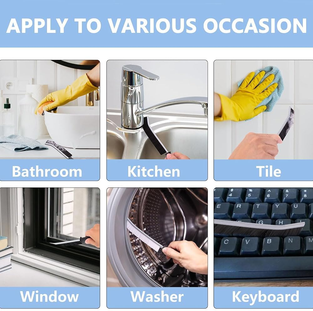 Gap Cleaning Brush Set, 4 Pieces, Hard Bristle Brushes for Window Track, Door, Kitchen, Household Cleaning image number 1