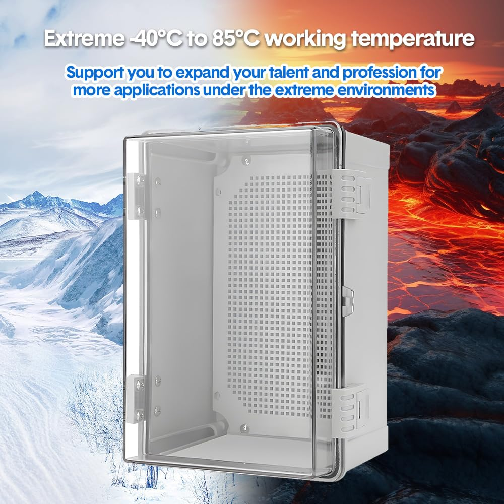 ALSTON ABS Junction Box IP66 Waterproof Enclosure with Clear Hinged Cover and Mounting Plate for Project 30X20X17Cm image number 4