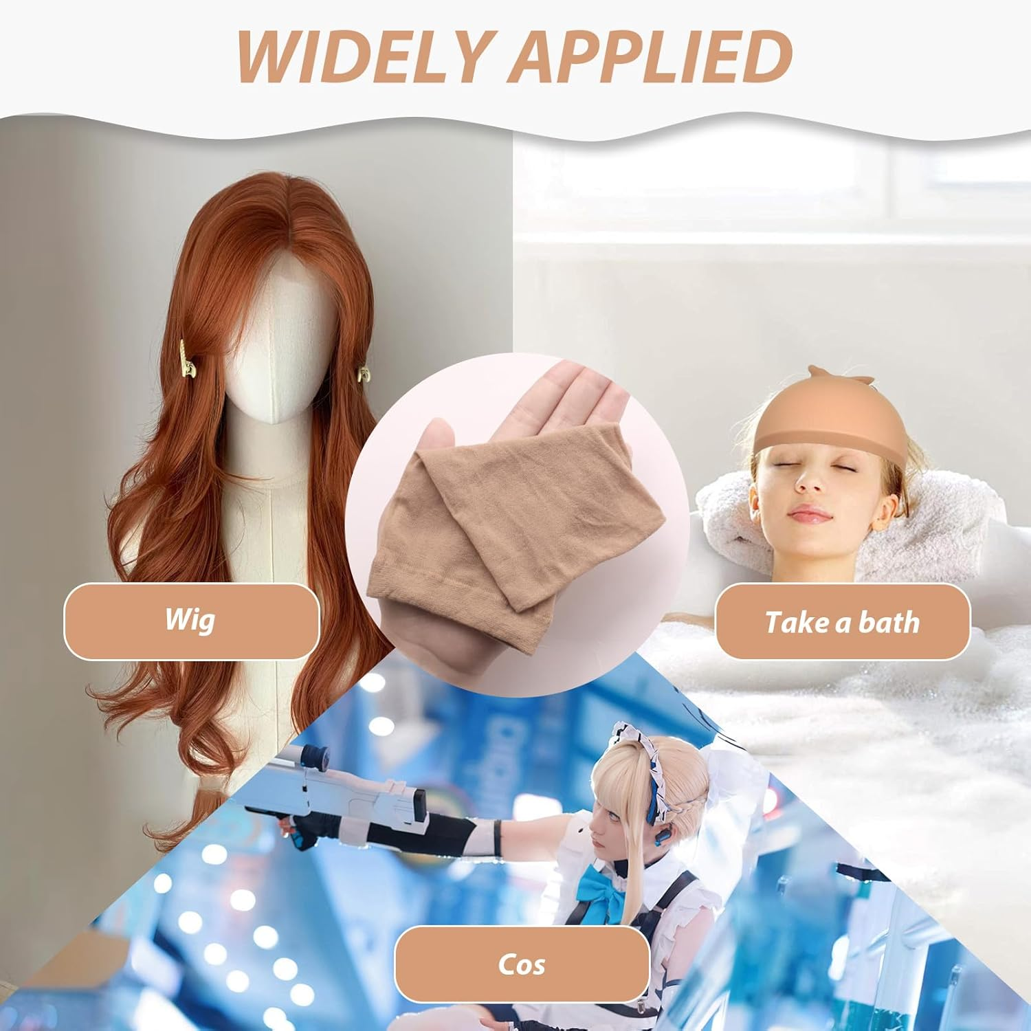 6 Pcs Wig Caps, Bald Caps Elastic Nylon Stocking Net for Women Wigs, Lace Front Hair and Fashion Hair Accessories, Fun Hair Accessories, Makeup & Performance Accessorie (Brown) image number 1