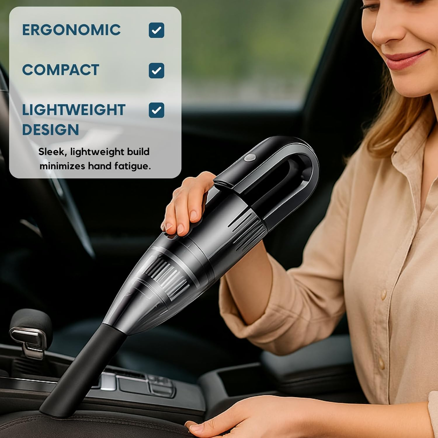 High-Power Cordless Car Vacuum Cleaner &ndash; Portable Handheld Mini Vacuum for Car and Suvs (Black), Lightweight, Portable Interior Cleaner for Cars & Home image number 5