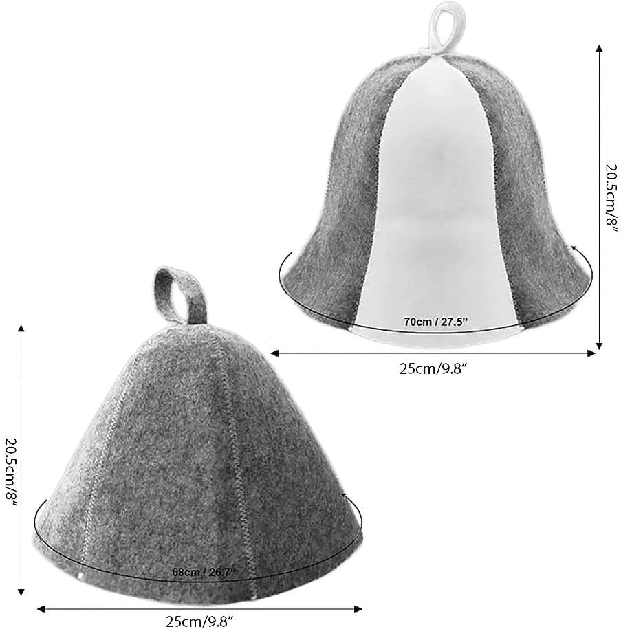 RUIBEX Wool Sauna Hat for Men and Women, Sauna Accessories for Banya and Spa, Sauna Cap Compatible with Sauna Use, White and Grey, 2 Pack image number 2
