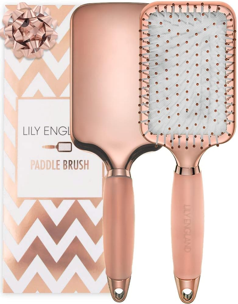 Lily England Paddle Brush for Detangling, Blowdrying and Straightening - Professional Large Hair Brush All Hair Types, Rose Gold Hairbrush for Women By