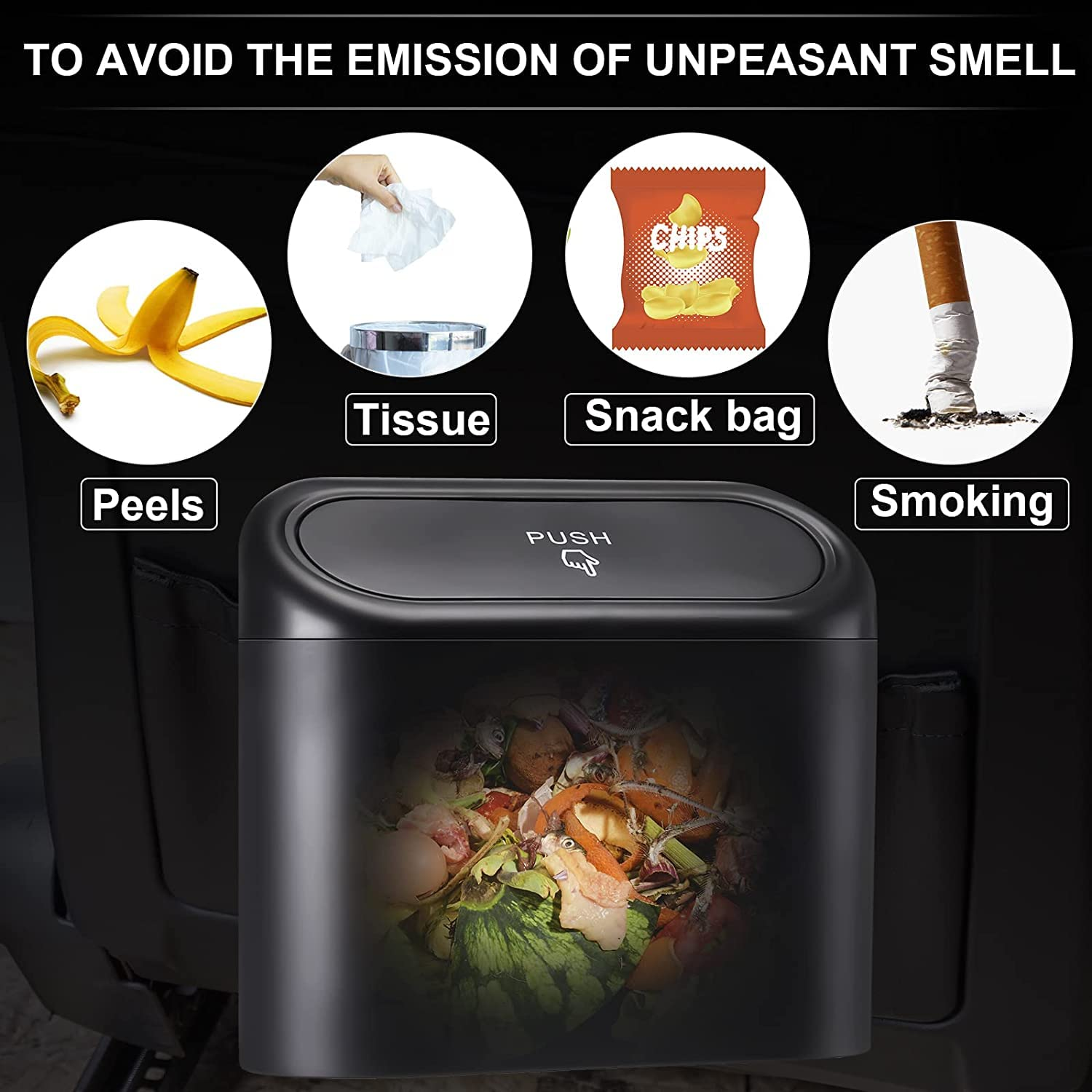 Yamibobo Car Trash Can Bin with Lid & 105PCS Trash Bags Small Car Garbage Can Leakproof Mini Car Accessories Trash Bin Car Dustbin Organizer Container for Car Office Home image number 2