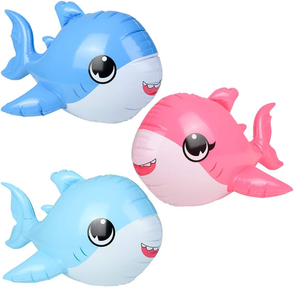 (3 Pack) of Fun Inflatable Pup Sharks- Blue, Light Blue and Pink -Perfect for Birthday Parties, Pool Parties or Even Bathtub Play! Everyone Will Love These Cute Inflates! image number 3