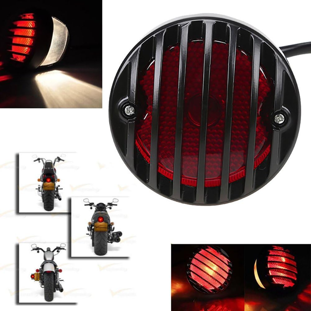 Katur Motorcycle Tail Brake Light Motorcycle License for Suzuki Yamaha Harley Bobber Chopper Black 12V image number 2