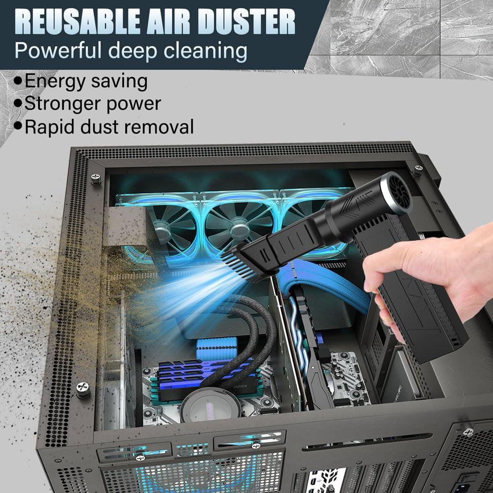 Meudeen Cordless Electric Air Duster: 120,000 RPM High-Speed 4-Speed Adjustable Blower, Rechargeable Battery-Powered Dust Cleaner for PC Keyboards, Electronics, Cars & Outdoor Use &ndash; Compact & Powerful image number 1