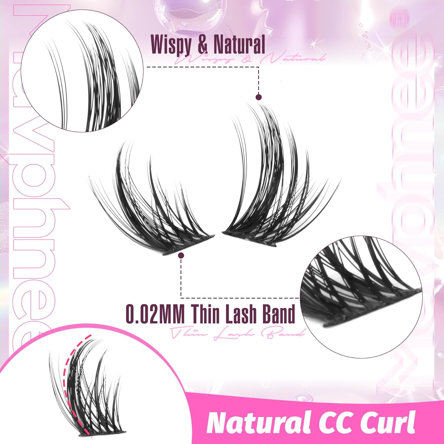 Natural Lash Clusters Kit Spiky Cluster Eyelash Extension 120 Pcs CC Curl Manga Eyelash Clusters 10-16MM Wispy Individual Lashes Kit with Bond and Seal and Tweezers by Mavphnee image number 3