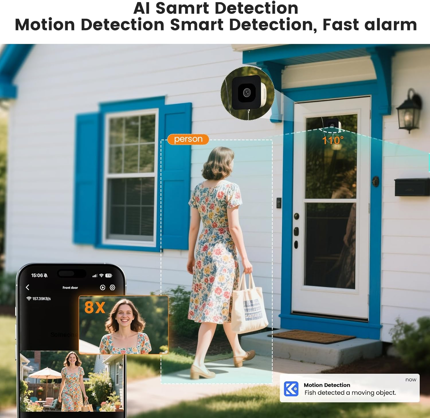 3MP 2K Window Camera, Spectravivid AI Color Night Vision Window Cameras for Home Security, 2.4G&5G Wifi, Person & Motion Detection Siren, Two-Way Audio, 24/7 Recording, Easy Quick Install on Glass image number 3