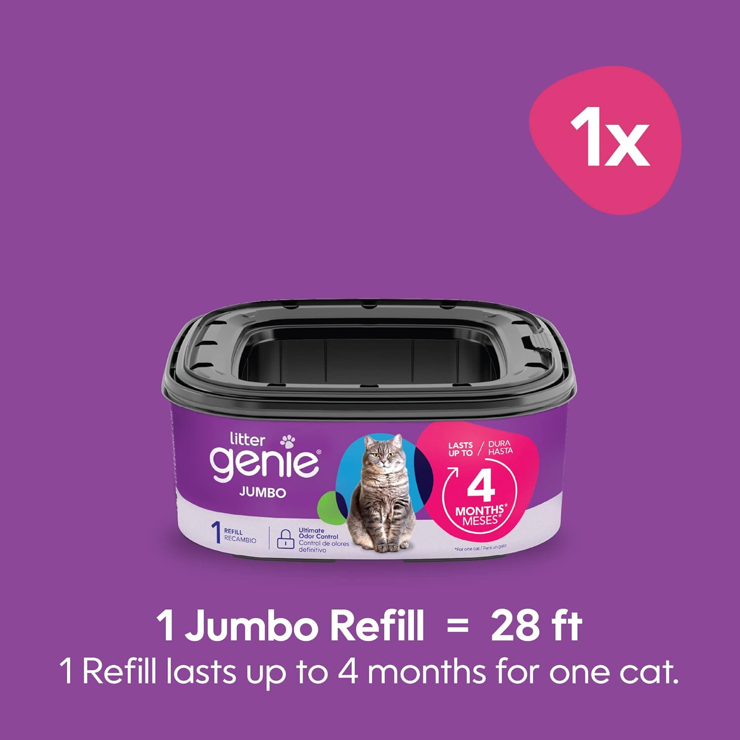 Litter Genie Refill Bags | Jumbo 1-Pack | 4 Months of Supply in 1 Cartridge | Ultimate Odor Control Cat Litter Bags image number 5
