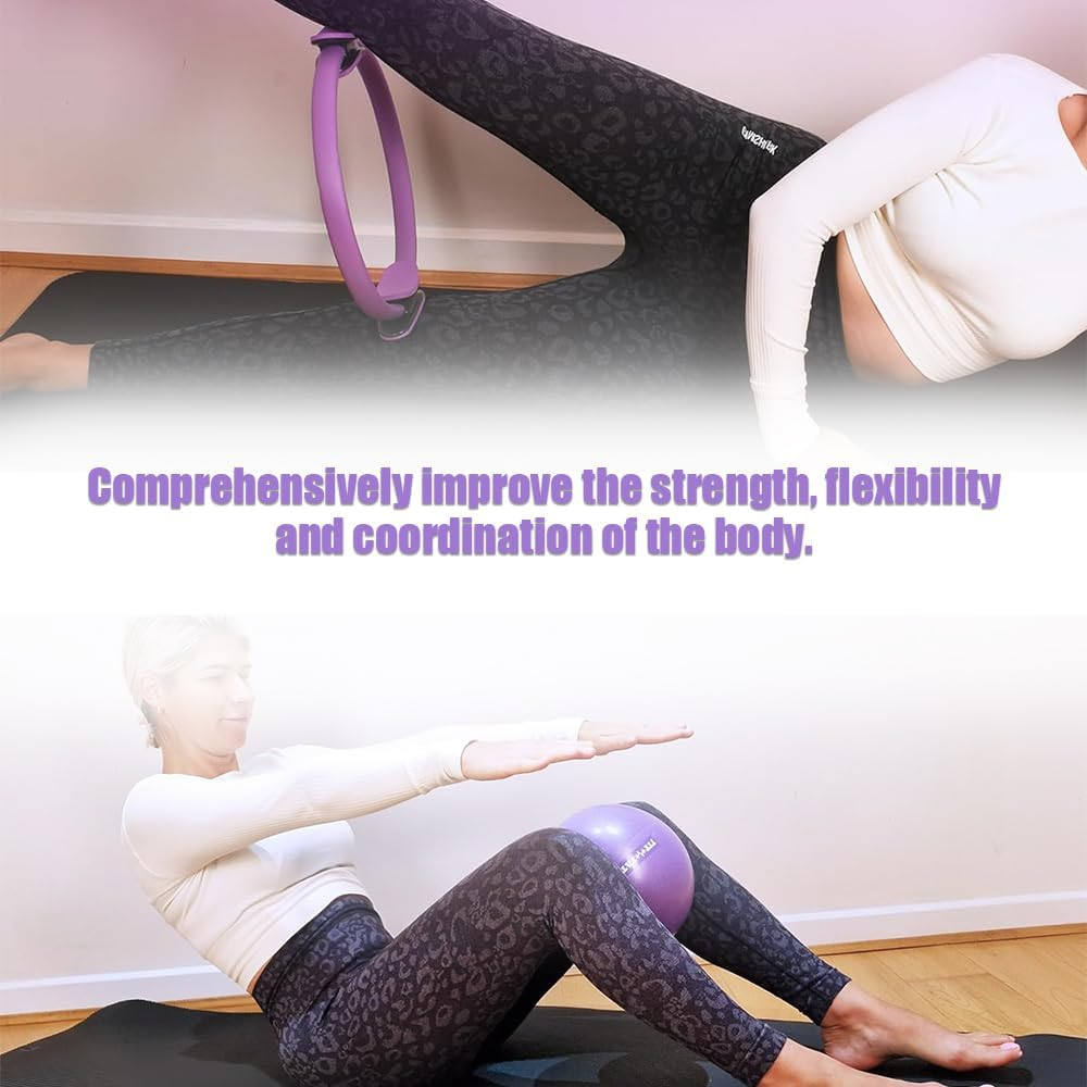 Pilates Ring Circle Set of 5,Sports Equipment,Extension Aid Band,Strength Training,Yoga Ring,Fitness Kit,Inner Thigh Exercise,For Home Workouts image number 6