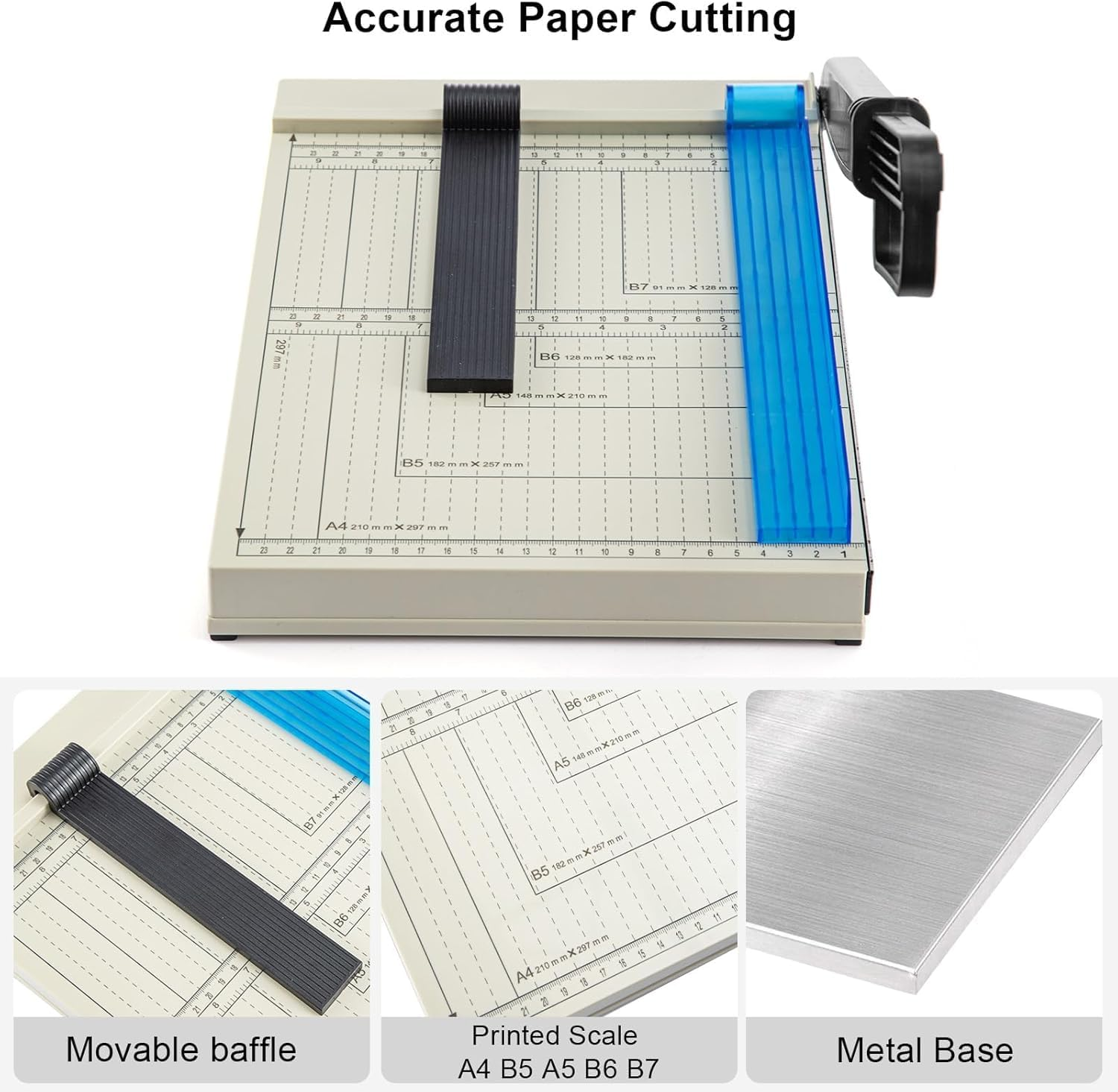 Paper Cutter, 12" Guillotine Paper Cutter for A4/A5/B5, 12-Sheet Capacity with Precision Grid Heavy Duty Paper Trimmer for Cardstock, Photos, Crafts