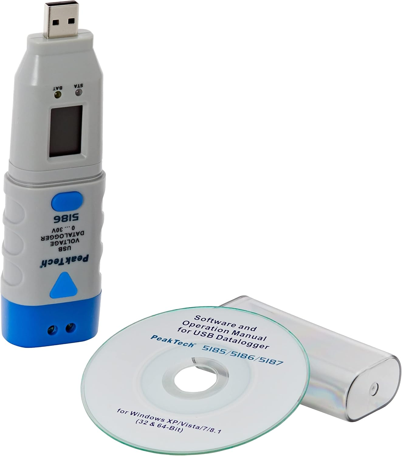 Peaktech 5186 - Usb-Datalogger, Voltage 0-30V DC, 32.000 Points, LCD Display, Recording Time up to 2 Years, Internal Memory, Replaceable Lithium Battery, image number 1
