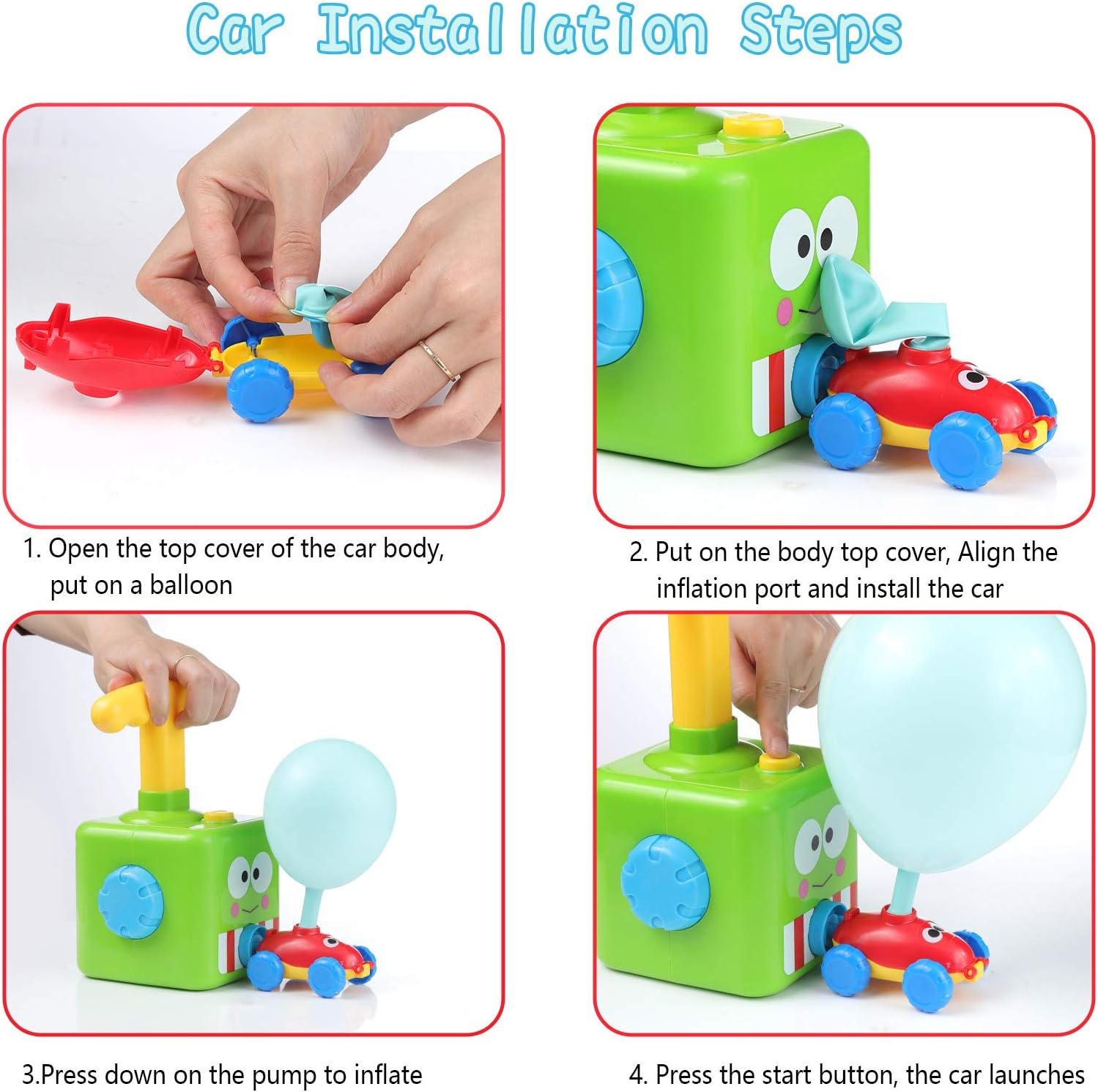 Balloon Powered Launch Car, 19-In-1 Balloon Car Toy, Space Themed, Kid'S Gift (Green)