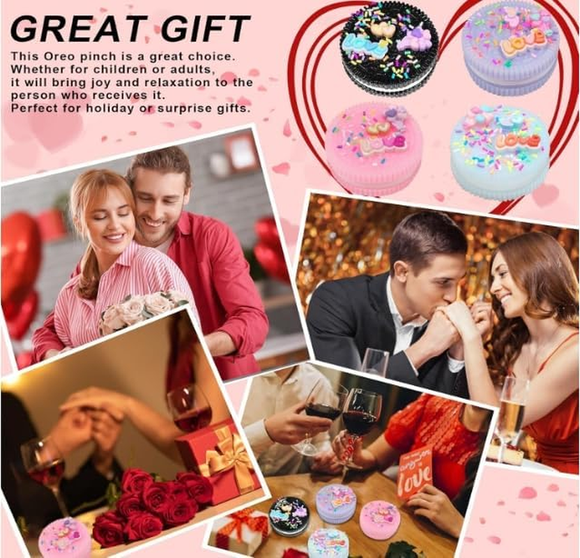 2PC Biscuit Stress Relief Toy, Squishy Toys Fidget Toys Adults Pinching Sandwich Simulation Fun and Effective Ultra-Soft Stress Relief for All Ages Perfect for Home Office or Travel Black+Pink image number 4