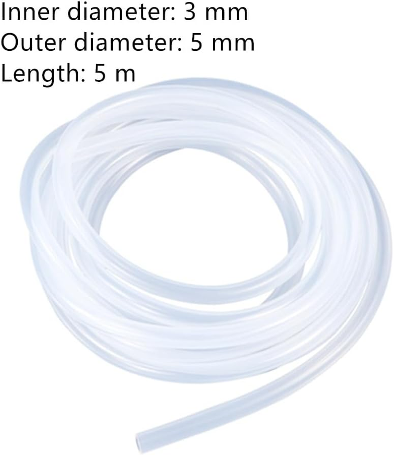 5M Aquarium Air Line PVC Clear Fish Tank, Wanfoou 3Mm*5Mm Pure Silicone Tubing, Clear and Flexible Aquarium Airline Tubing，For Fish Tank Air Pump, Aquariums，Terrariums and Hydroponics
