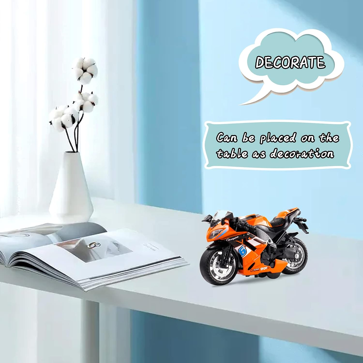 Toy Motorcycles, Diecast Motorcycle Toy with Music Lighting,Toy Motorcycle for Kids 3-9,Toy Motorcycles for Boys (Orange) image number 4