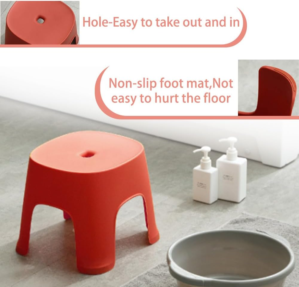 Multi-Use Step Stool / Shower Seat ,Plastic Seat for Home & Step Stool ,Foot Stool for for Home, Office, Garage Stools Laundry Bathroom - Red image number 5