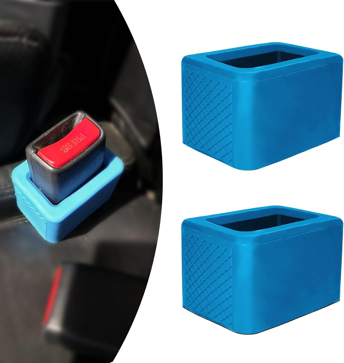 NTNEV 2PCS Seat Belt Buckle Holder, Silicone Seat Belt Buckle Booster, Keep the Seat Belt Buckle Upright and Stable, Raises Seat Belt Buckle for Easy Access, Car Accessories (Black)